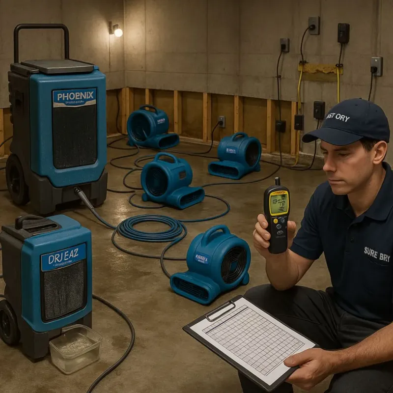 Structural Drying and Dehumidification process in Luxora, AR